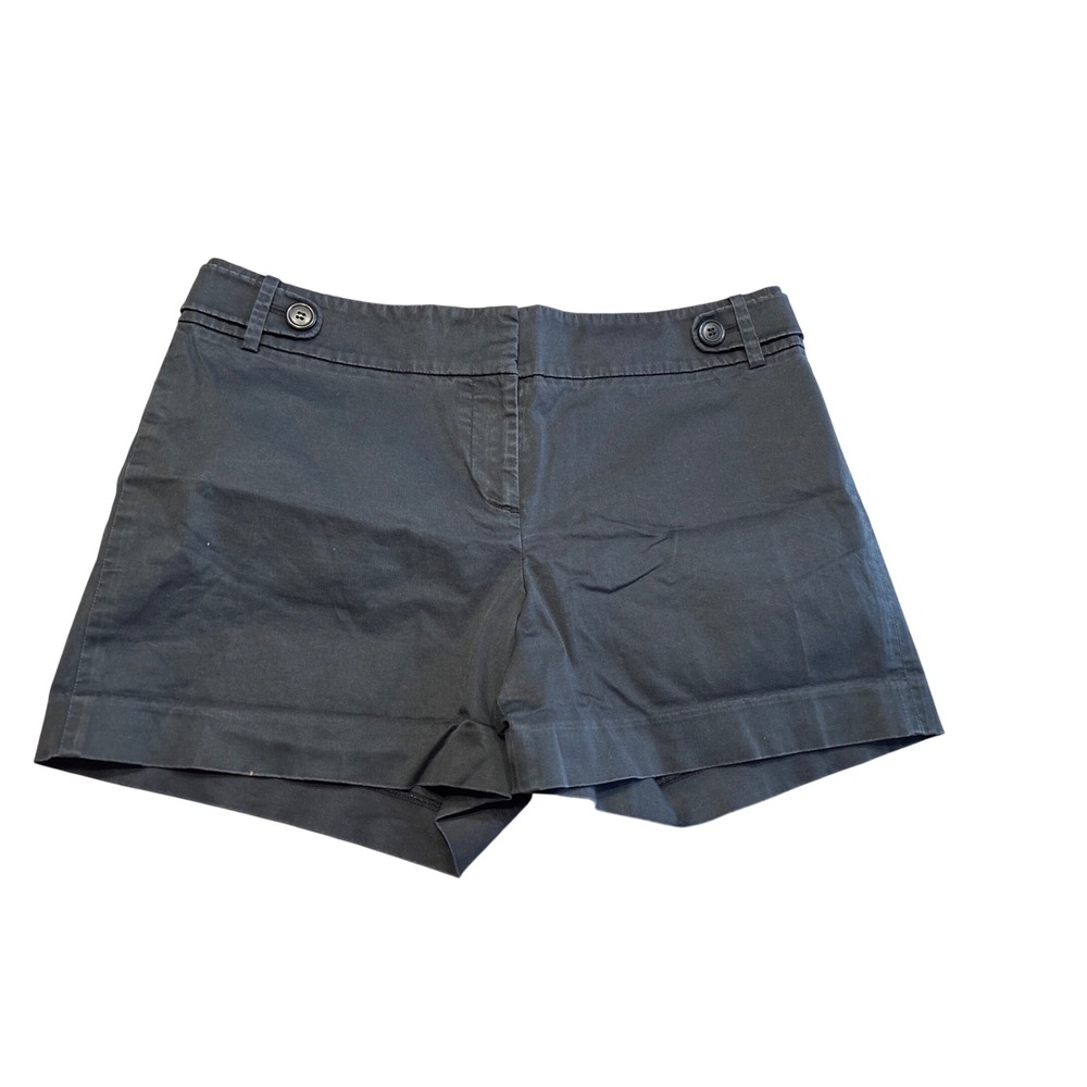 Ann Taylor LOFT Black Chino Shorts Womens Size 8 Button Tab Waist Casual Summer